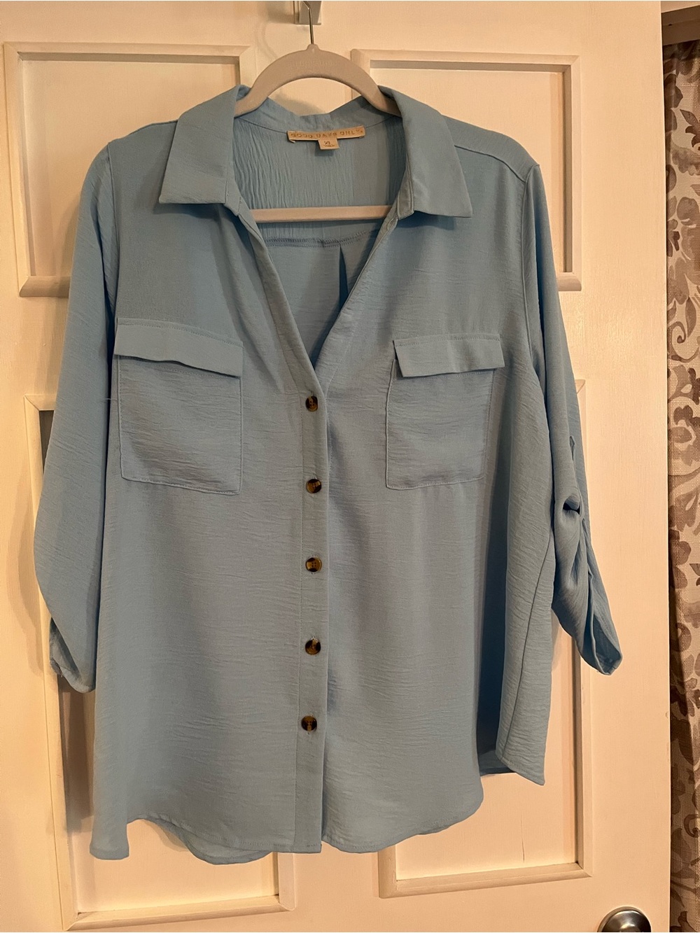 a new day Pale Blue Button-Down Utility Shirt